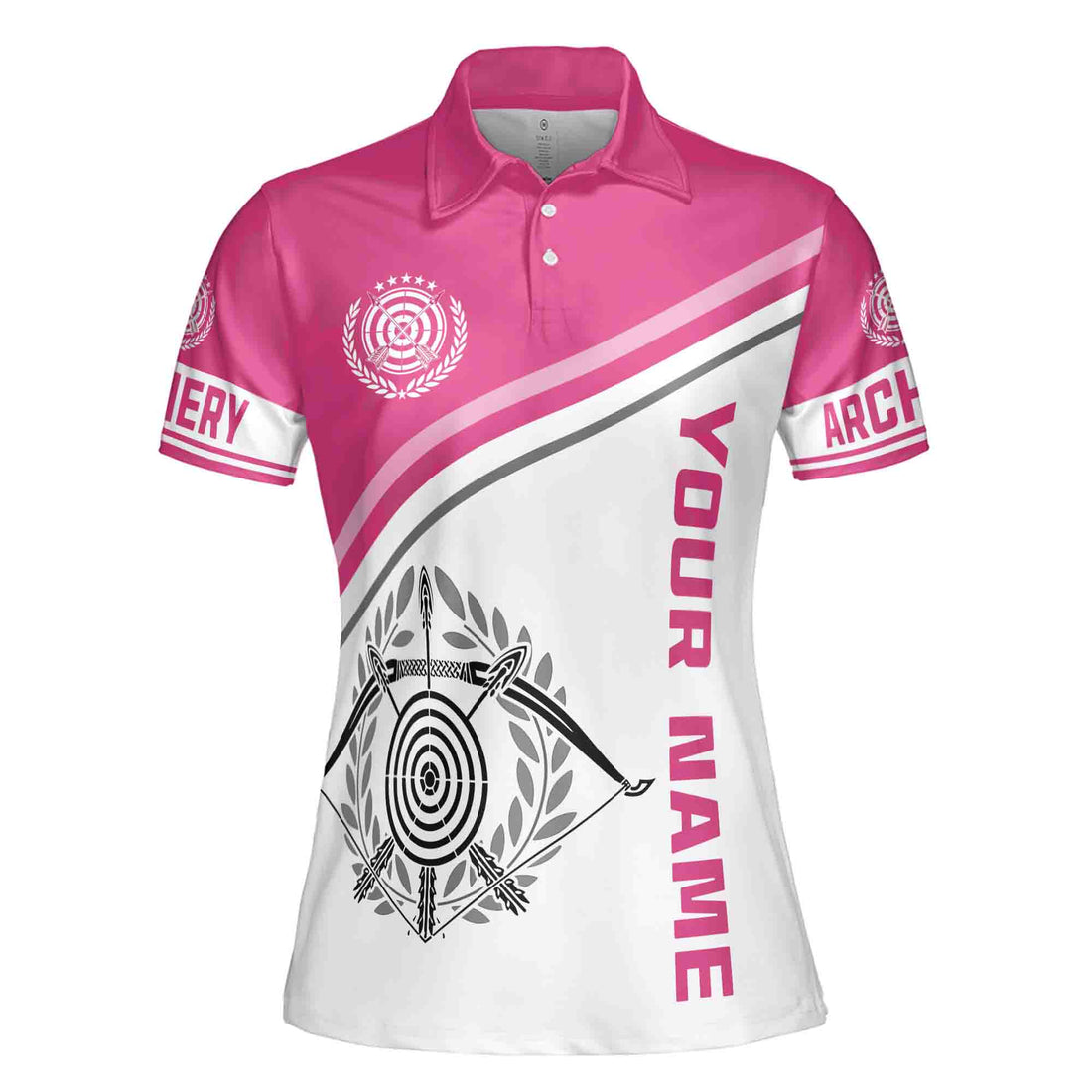Personalized Name Pink White Archery Women's Polo Shirt S-5XL