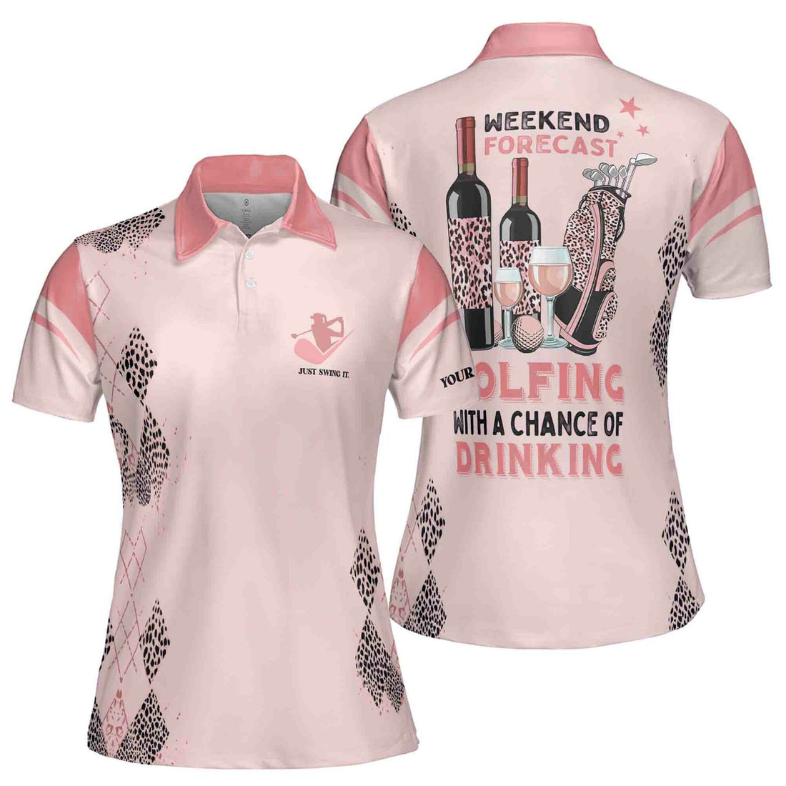 Weekend Forecast Golfing and Drinking Custom Golf Team Women Polo Shirt S-5XL
