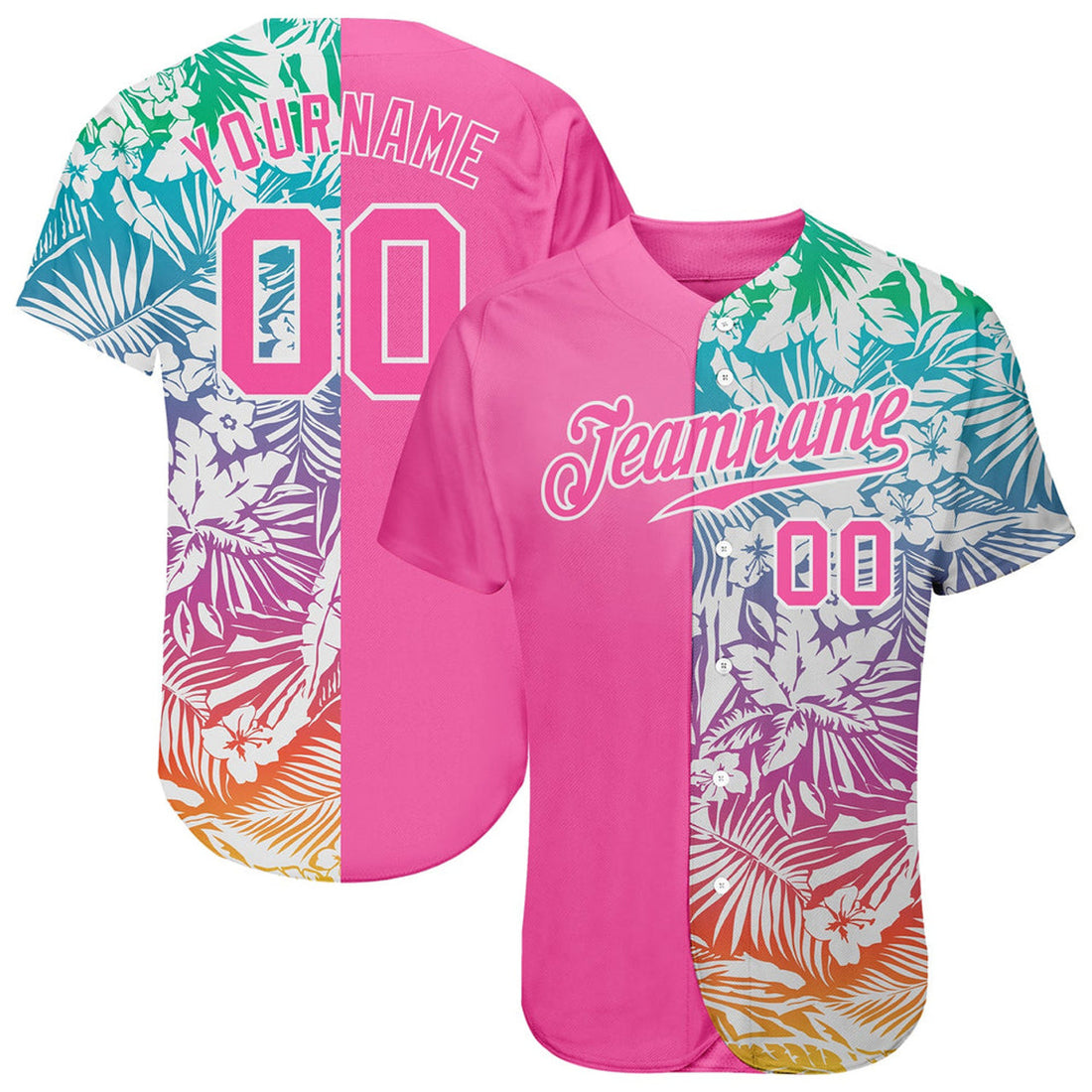 Custom Tropical Palm Leaves Baseball Jersey S-5XL