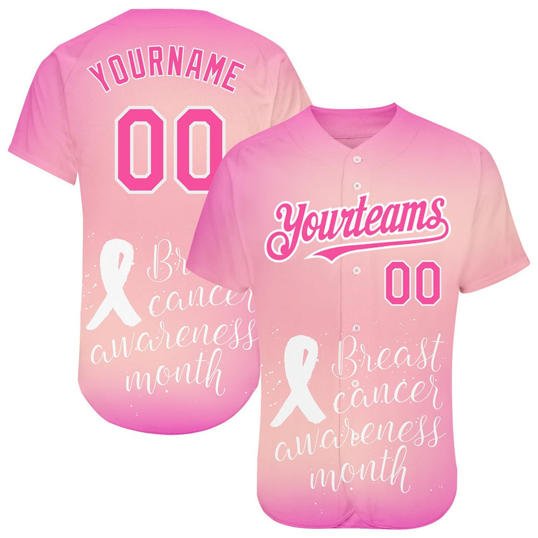 Custom Pink Ribbon Baseball Jersey S-5XL