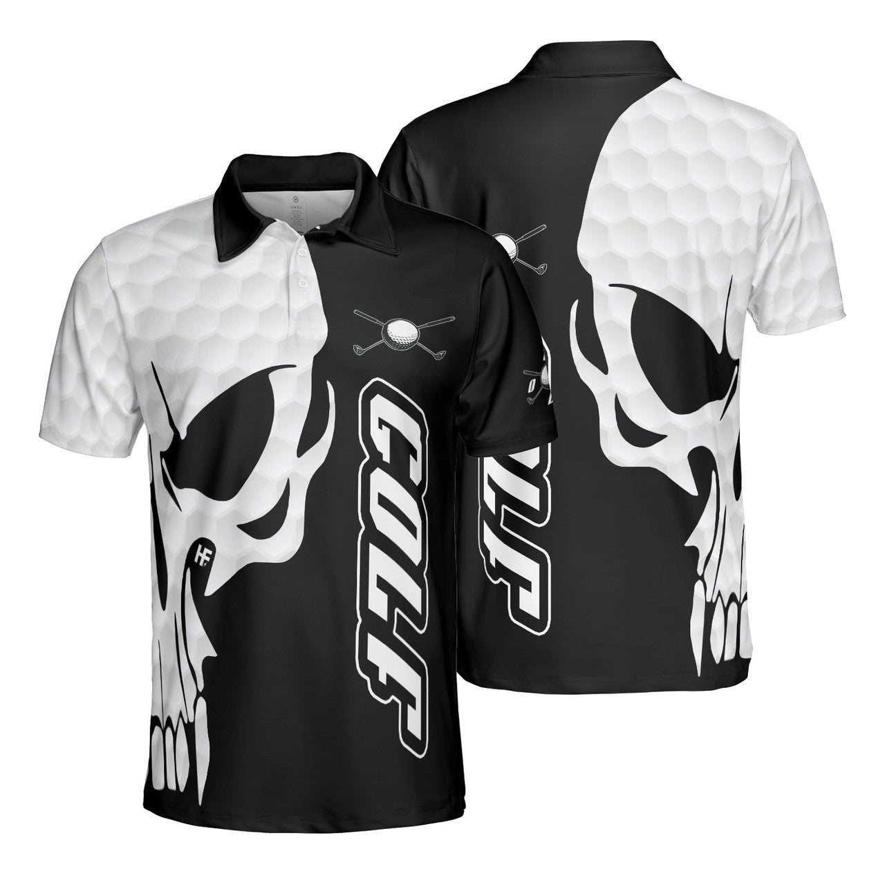 Golf And Skull Design Black White Best Gift For Golfers Men's Polo Shirt