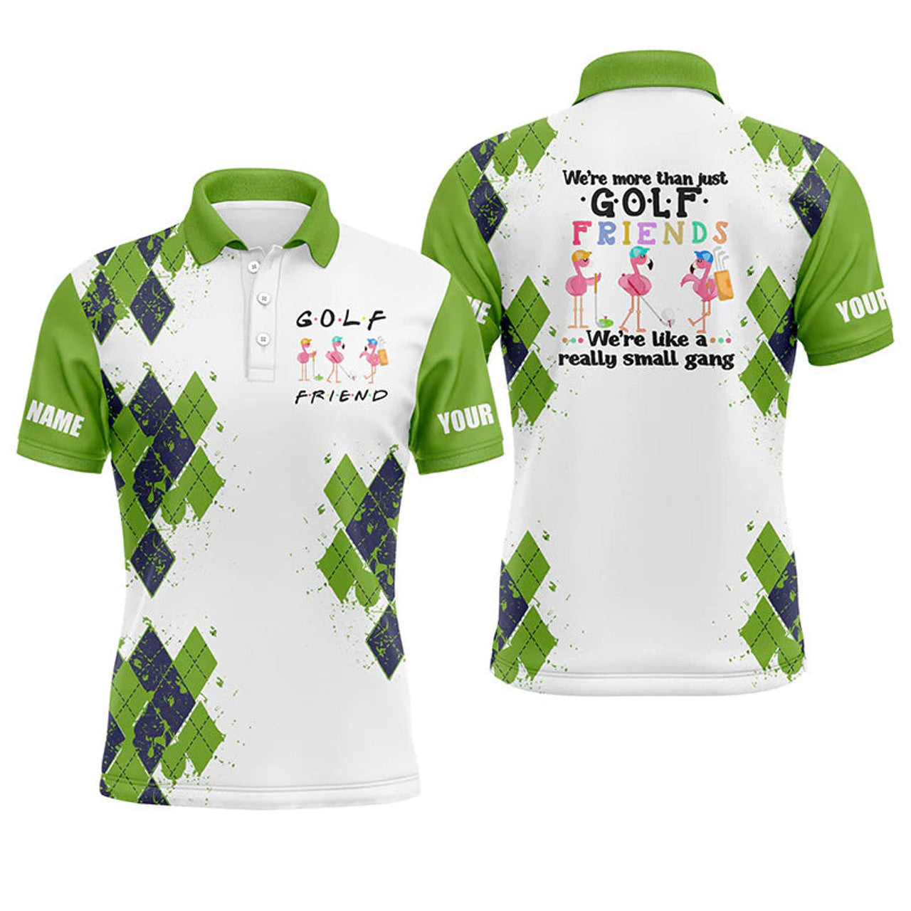 Custom Golf Funny Flamingo Apparel Sports Gift Golf Lover Men's Polo Shirt S-5XL