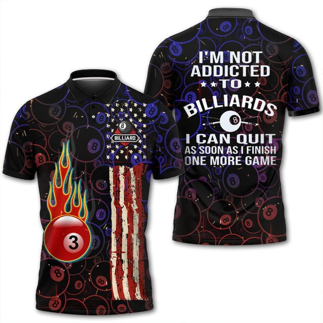 I'm Not Addicted To Billiard Gift For Pool Lover Men's Polo Shirt S-5XL