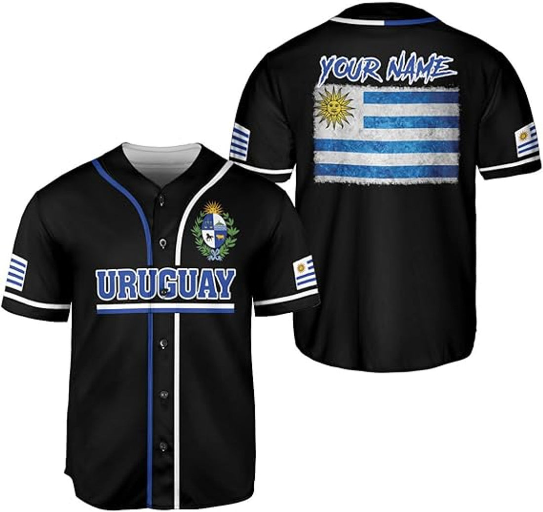Custom Uruguay Flag Baseball Jersey Soccer Shirt Baseball Jersey S-5XL