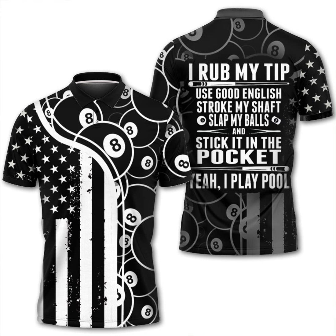 For Pool Players All Over Print Billiard Pool Lover Men's Polo Shirt S-5XL