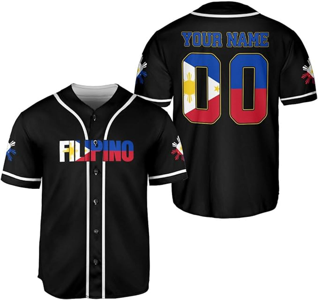 Custom Philippines Baseball Jersey Filipino Flag Baseball Jersey S-5XL