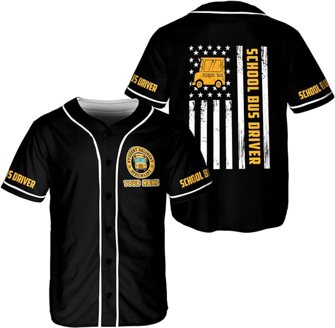 Custom Baseball Jersey School Bus Driver Shirts Baseball Jersey S-5XL