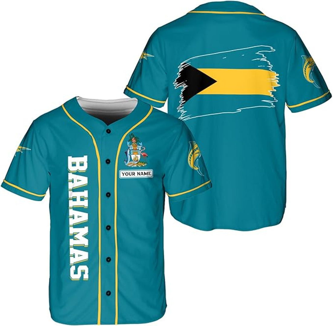 Custom Bahamas Baseball Jersey Pride Flag 3D Baseball Jersey S-5XL