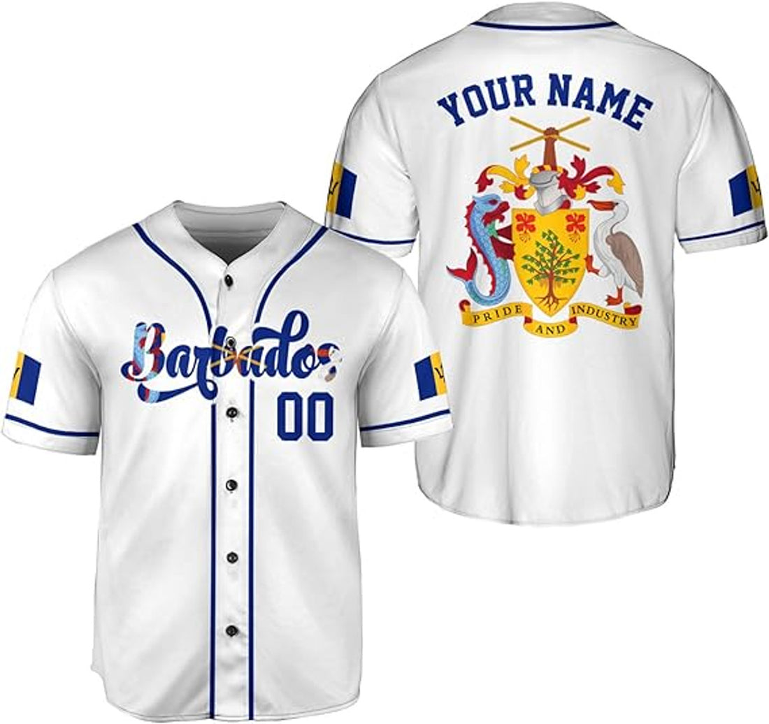 Custom Barbados Baseball Jersey Bajan Flag Shirt Baseball Jersey S-5XL