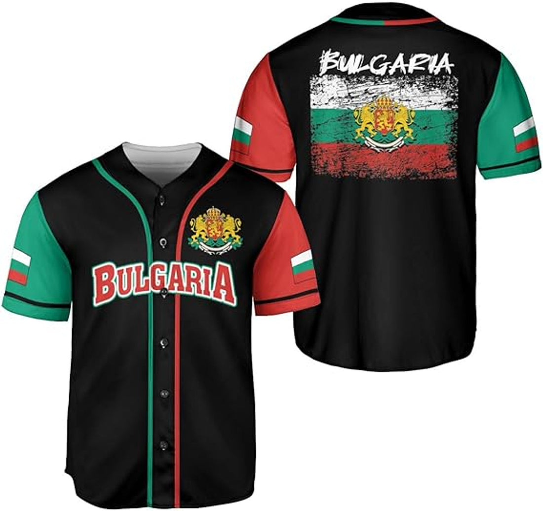 Custom Bulgaria Jersey Bulgarian Flag Shirt Coat of Arms Baseball Jersey S-5XL
