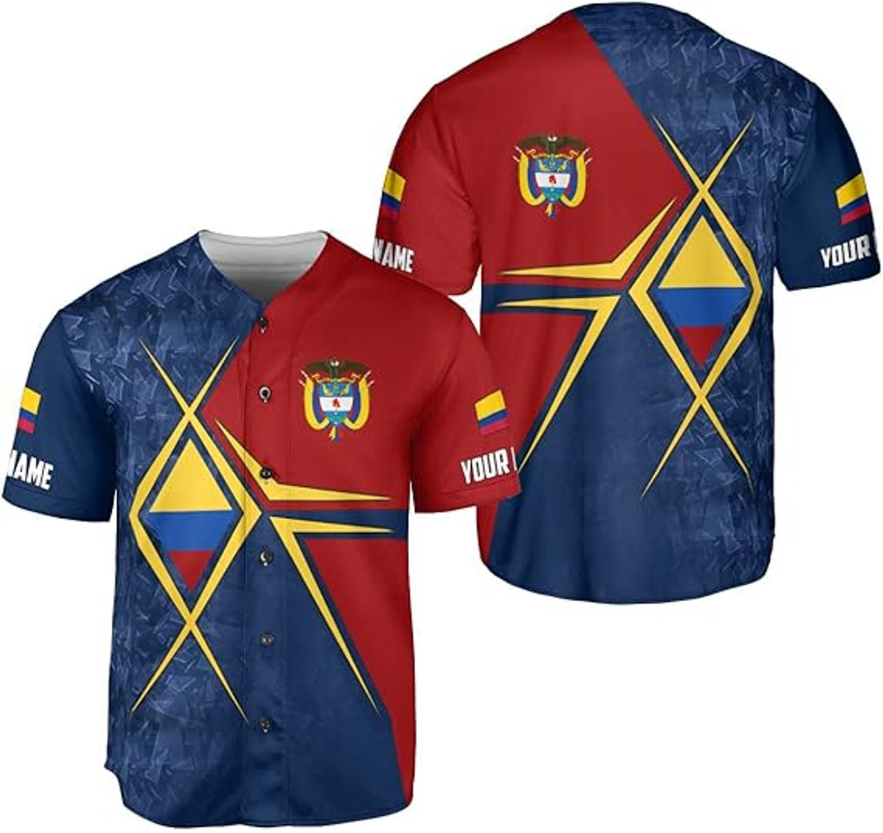 Personalized Colombia Baseball Jersey Custom Flag Shirt Baseball Jersey S-5XL