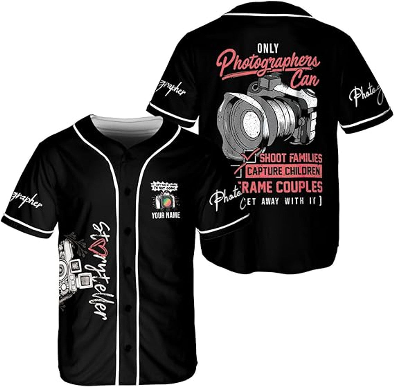 Custom Photography Baseball Jersey Shirt Photographer Baseball Jersey S-5XL