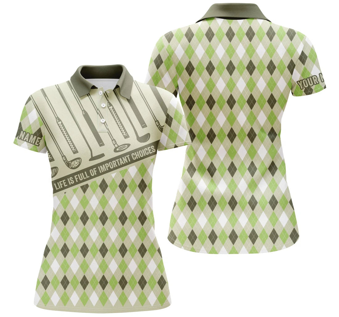 Life Is Full Of Important Choices Argyle Golf Gift Women's Polo Shirts S-5XL