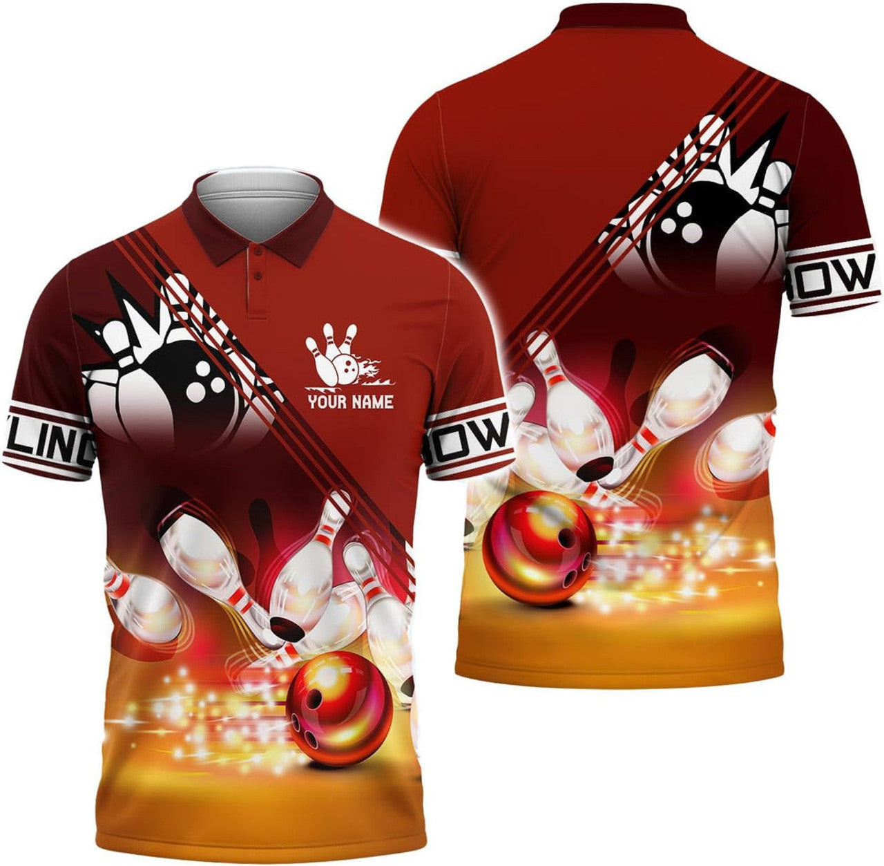 Personalized Shirt Custom Name Gift for Bowling Lover Men's Polo Shirt S-5XL