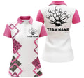 Personalized Pink Leopard Bowling Gift for Mom or Team Women's Polo Shirts S-5XL