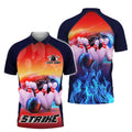Personalized Bowling Strike Fire Polo Shirt Custom Name Men's Polo Shirt S-5XL