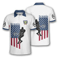 Customized Tennis Player Silhouette American Flag Print Men's Polo Shirt S-5XL