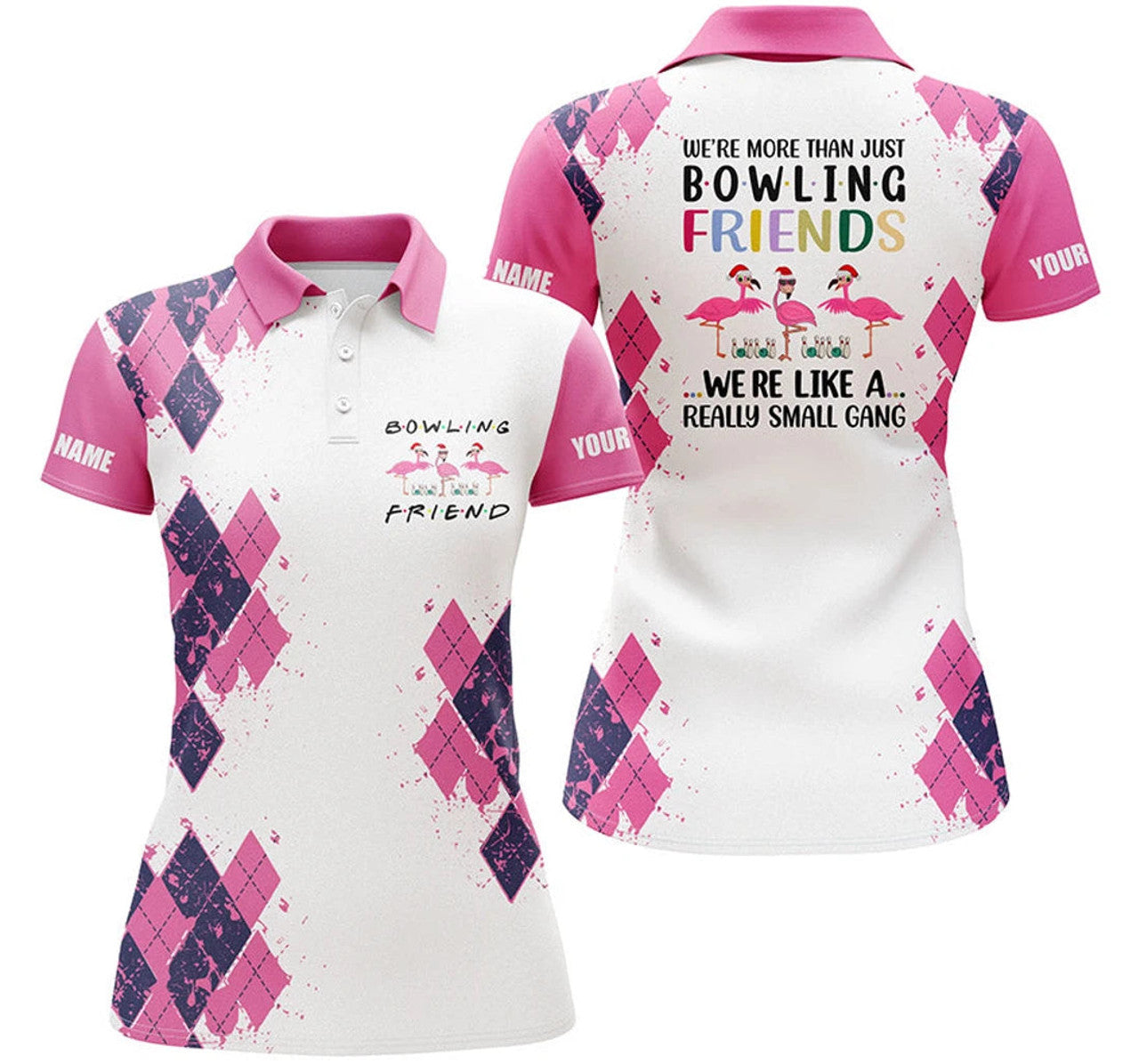 Custom Name Flamingo Sport Gift for Mother's Day Women's Polo Shirts S-5XL