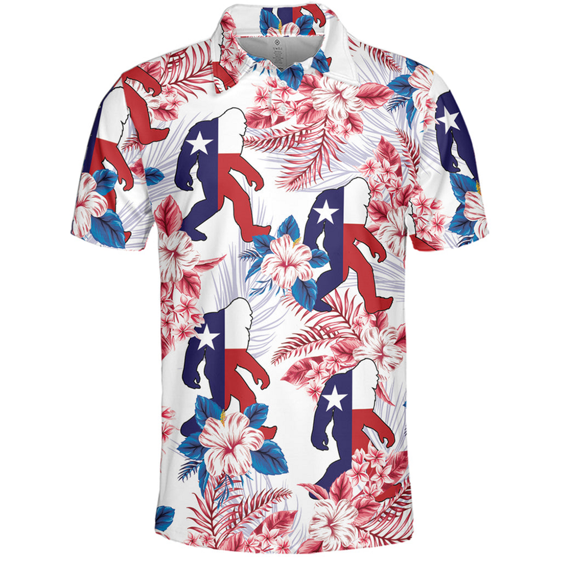 Funny Bigfoot Sasquatch Texas Flag Summer Men's Polo Shirt S-5XL
