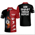 Custom Aim Shoot Swear Repeat Billiard 3D Apparel Men's Polo Shirt S-5XL