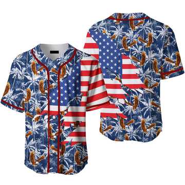 American Flag Eagle Palm Tree Baseball Jersey Gift Baseball Jersey b8 S-5XL