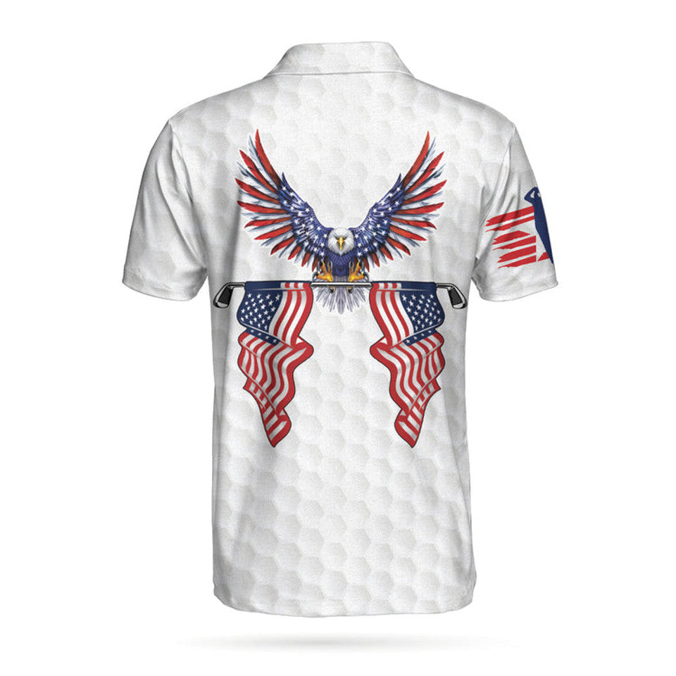 American Eagle Flag Golf Shirt Golf Lover Gift Men's Polo Shirt S-5XL
