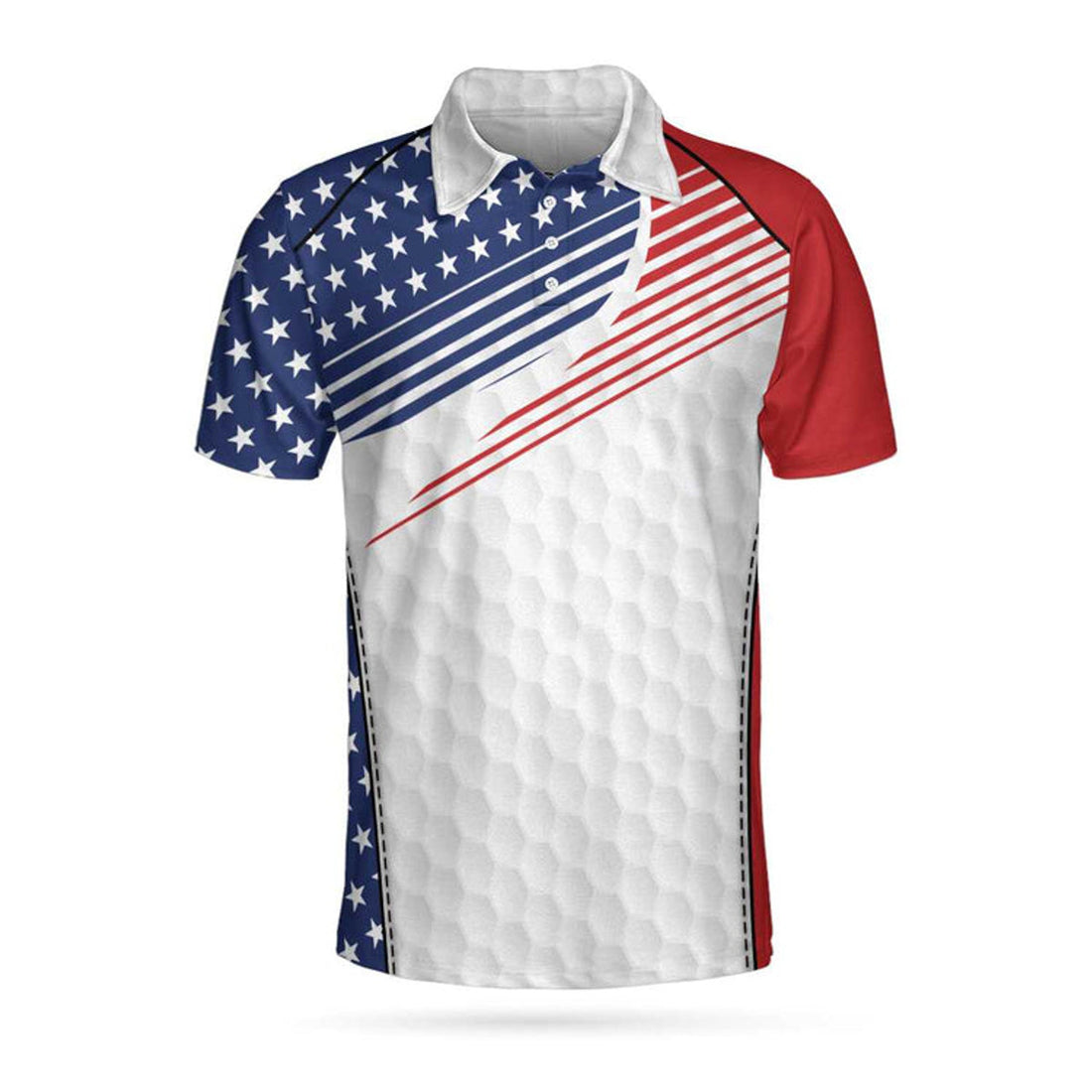Golf Skull Wear Hat Short Sleeve American Flag Patriotic Men's Polo Shirt S-5XL