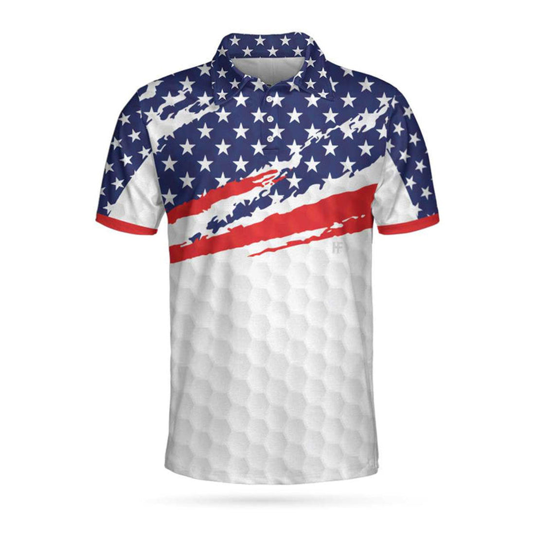 Custom Name American Flag Golf Texture Golfer Gift Men's Polo Shirt S-5XL