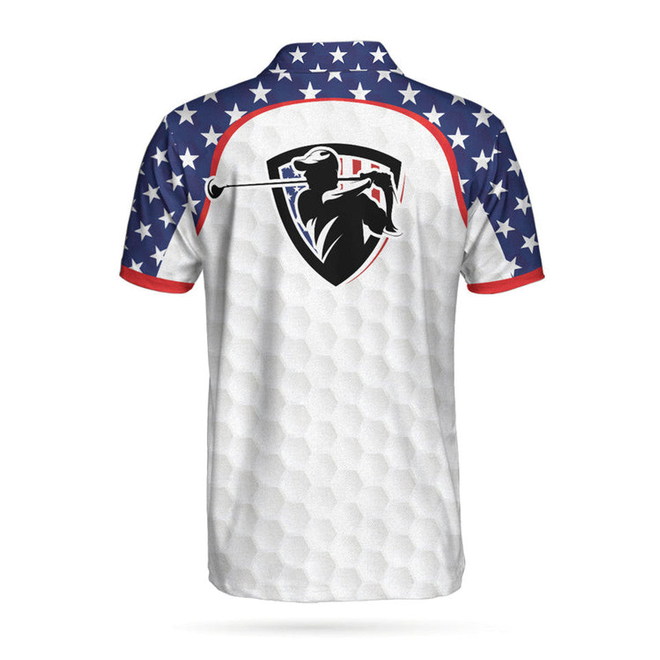 Custom Name American Flag Golf Texture Golfer Gift Men's Polo Shirt S-5XL