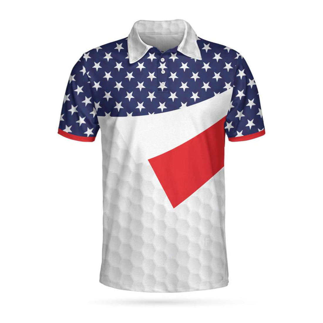 Patriotic Golfaholic American Flag Golf Texture Short Sleeve Men's Polo Shirt S-5XL