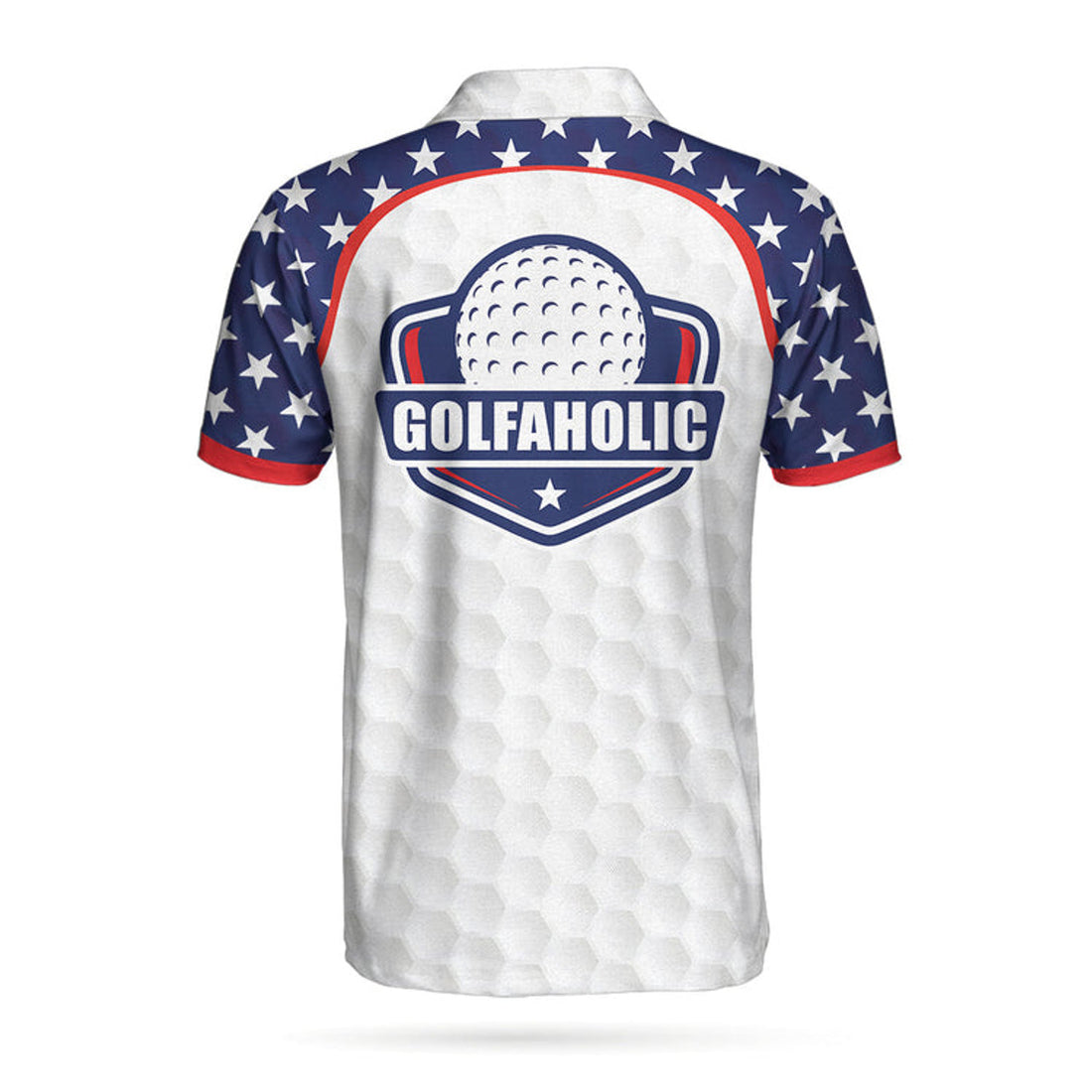 Patriotic Golfaholic American Flag Golf Texture Short Sleeve Men's Polo Shirt S-5XL