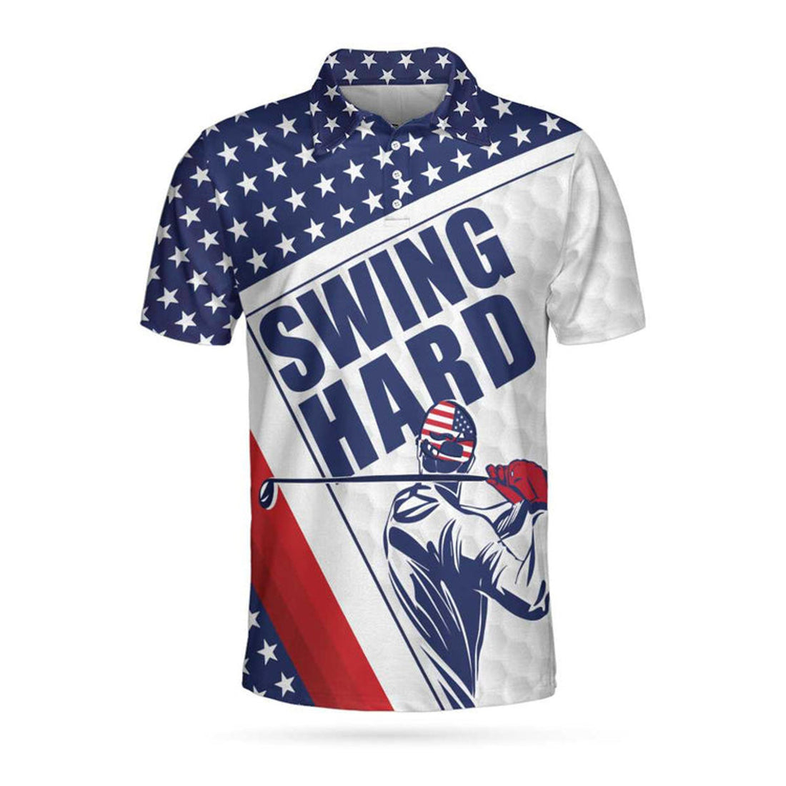 Patriotic American Flag Golf Shirt Men's Polo Shirt S-5XL
