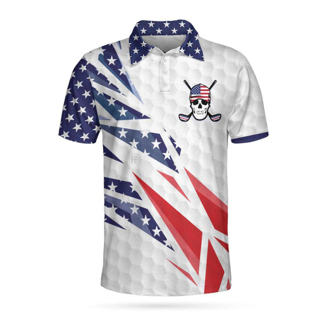 Patriotic Fierce American Flag Golf Texture Swing Sleeve Men's Polo Shirt S-5XL