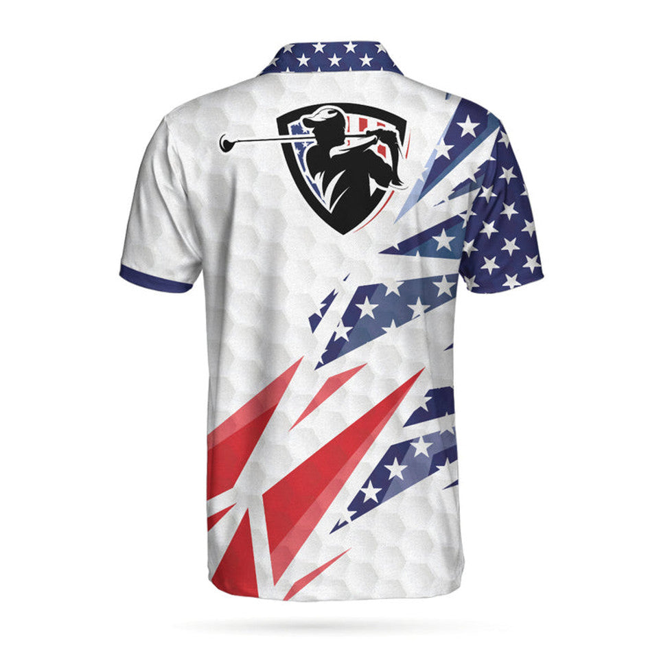 Patriotic Fierce American Flag Golf Texture Swing Sleeve Men's Polo Shirt S-5XL