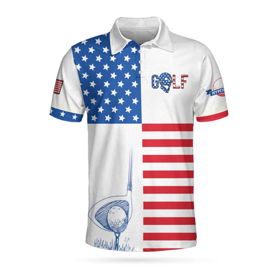 Patriotic American Flag Horizontal Stripes Golf Short Sleeve Men's Polo Shirt S-5XL