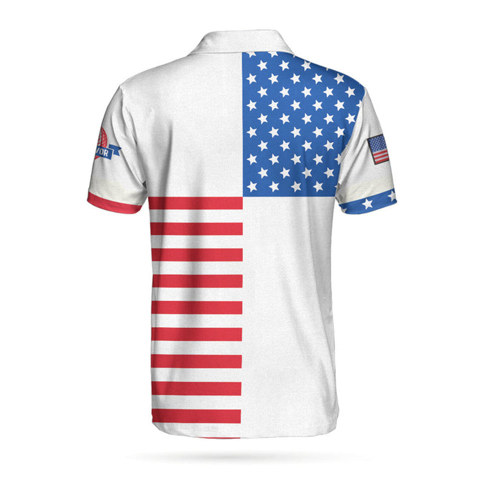 Patriotic American Flag Horizontal Stripes Golf Short Sleeve Men's Polo Shirt S-5XL