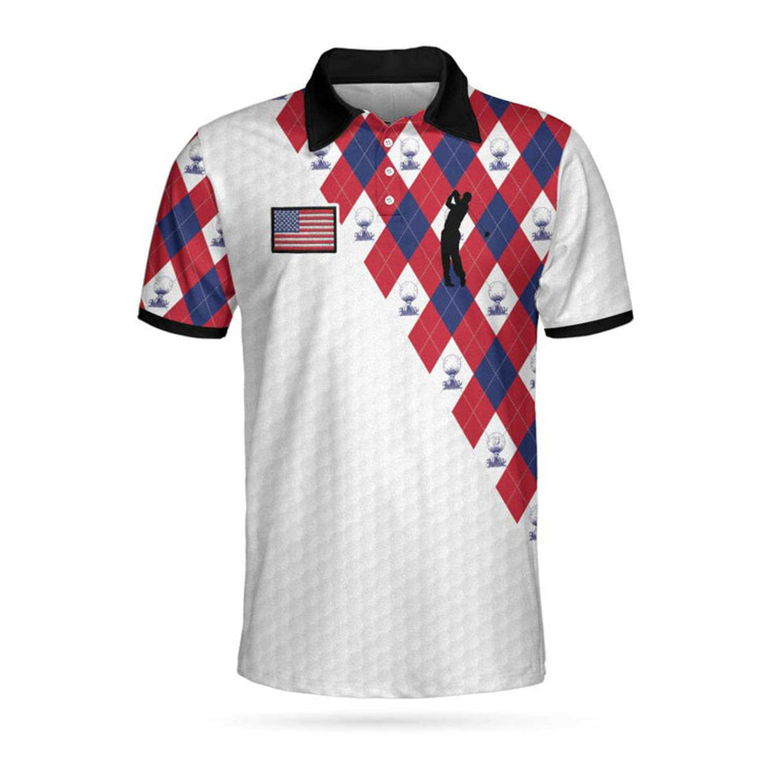 Patriotic American Flag Argyle Golf Shirt Short Sleeve Men's Polo Shirt S-5XL