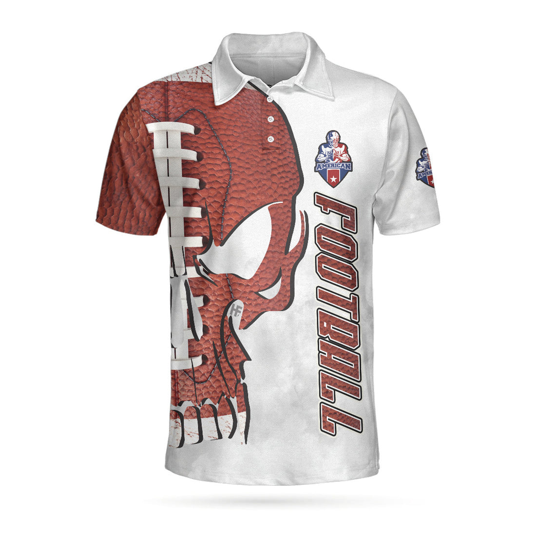 Custom Personalized American Football Skull Short Sleeve Men's Polo Shirt