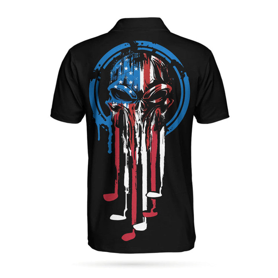 American Skull Golf Clubs Wet Paint Flag Coolspod Men's Polo Shirt S-5XL