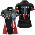 Custom Name American Flag Disc Golf Basket Patriotic Women's Polo Shirts S-5XL