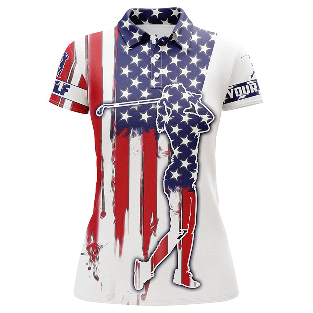 Custom American Flag Golf Polo Shirt Custom Name Patriot Golf Gifts Women Polo Shirt S-5XL