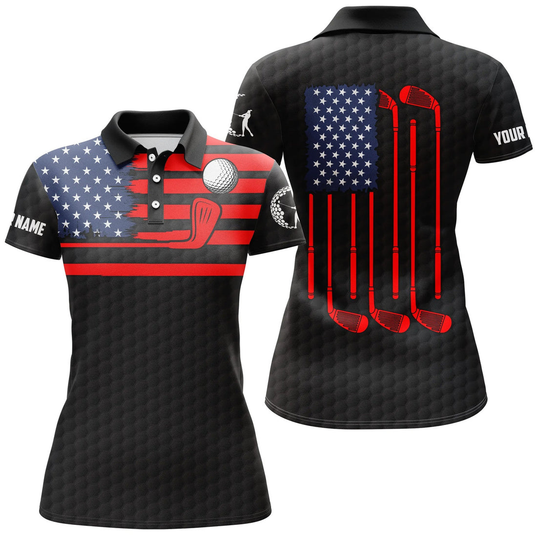 Custom American Flag Golf Unique Patriotic Gifts for Women Polo Shirt S-5XL