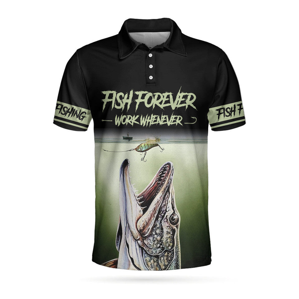 Fishing Forever Work Whenever Never Underestimate An Old Man Men's Polo Shirt