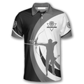 Custom Silhouette Grey Black Archery Shirt for Men Men's Polo Shirt S-5XL