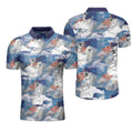 Astronaut Golfing in Space American Flag Men's Polo Shirt S-5XL