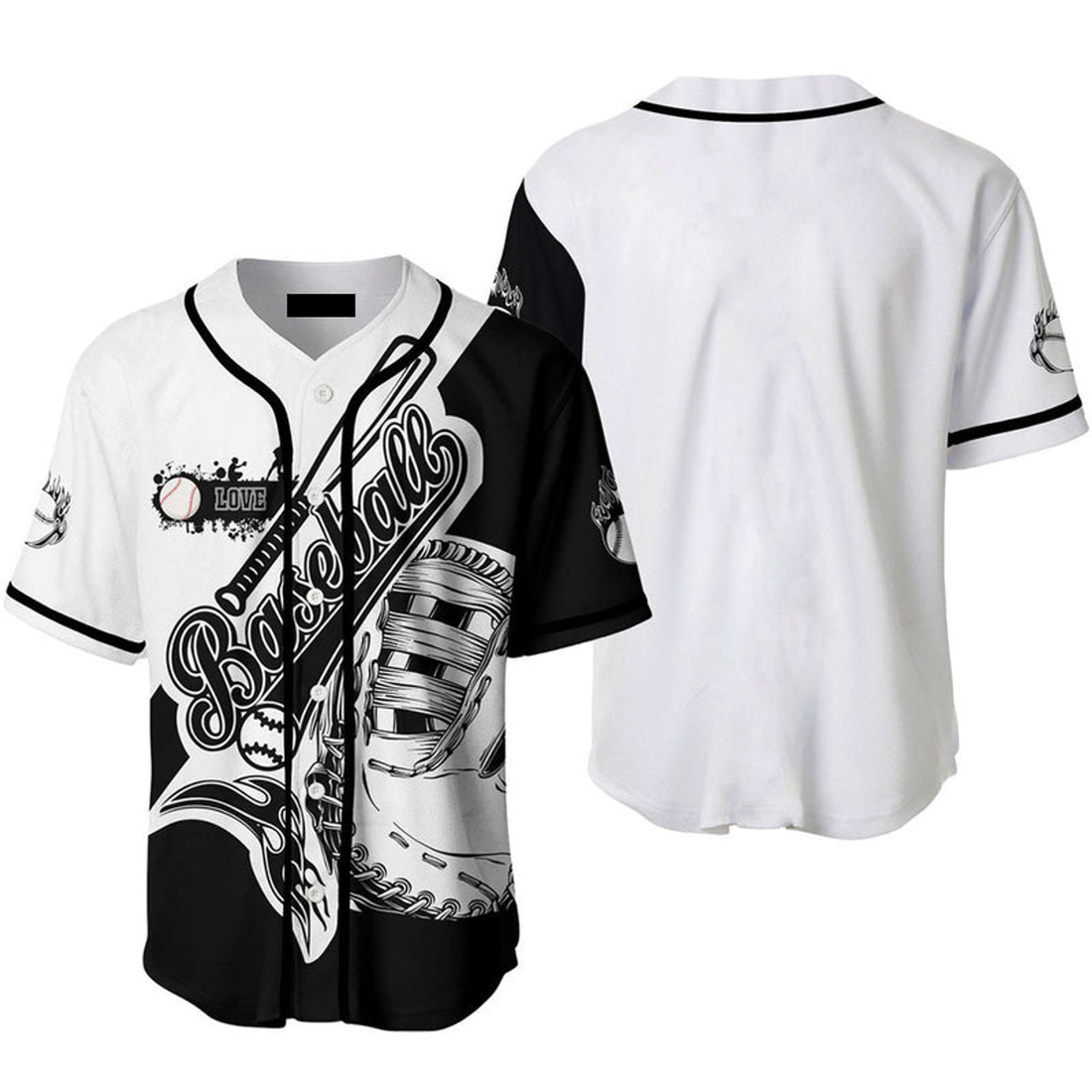 Baseball Black and White Jersey Gift for Men and Women Baseball Jersey S-5XL
