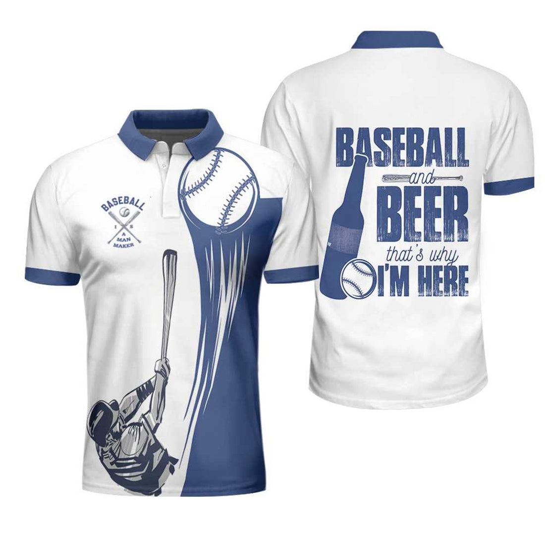 Baseball And Beer Thats Why Im Here Home Run Gift Mens Polo Shirt S-5XL