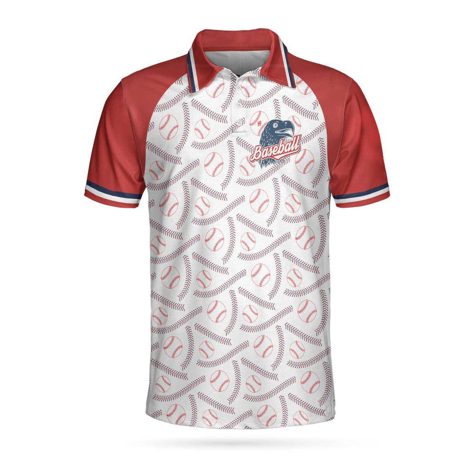 Baseball And Patriot Wide Shoulder Baseball Pattern Men's Polo Shirt