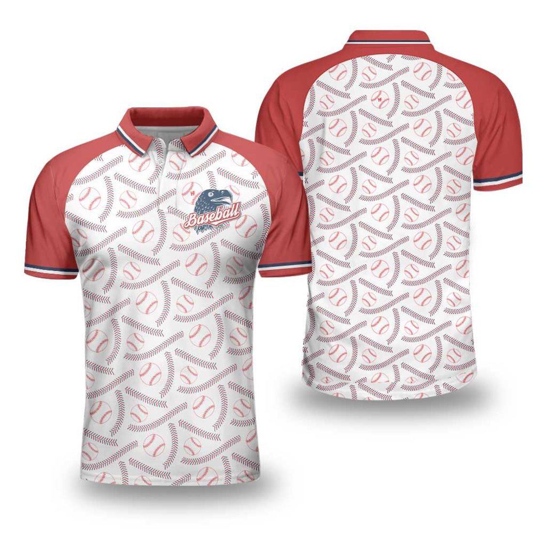 Baseball And Patriot Wide Shoulder Baseball Pattern Men's Polo Shirt