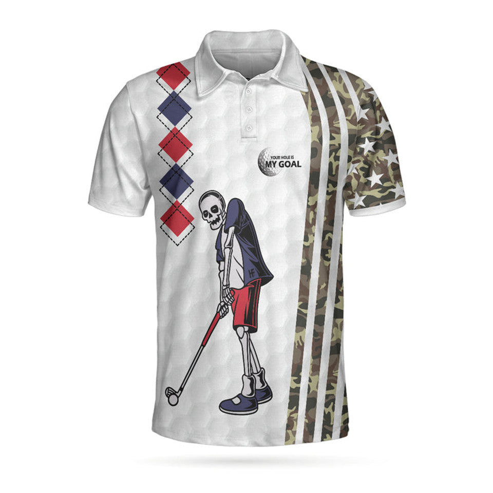 Be Skull And Goal Camouflage Camo Golf Shirt Men's Polo Shirt S-5XL